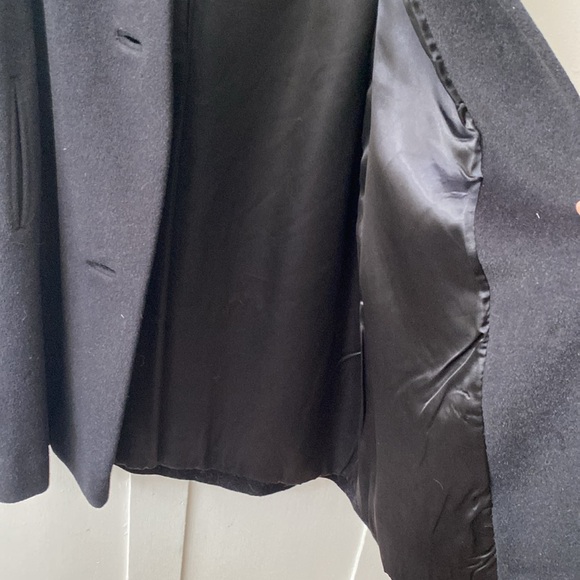 VINTAGE Wool & Fur Collar 50's 60's Black White Swing Coat Medium Union Made - Picture 7 of 14